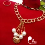 خرید دستبند شرشره مروارید قلب ژوپینگ | استیل روکش طلا وارداتی ترک 💎بیوتی