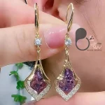 گوشواره قلب بنفش سوارسکی 💎فروشگاه زیورآلات بیوتی