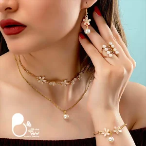 ست کامل پروانه و مروارید استیل آبکاری طلا با تخفیف شگفت انگیز💎 بیوتی قیمت و خرید ست پروانه مرواریدی رنگ ثابت کپی طلا با تخفیف