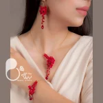 ست فلاور اناری با دستبند🍉شب یلدا🍂 با تخفیف💎زیورآلات بیوتی