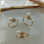 انگشتر ژوپینگ مرواریدی و گوی طلایی 💎 زیورآلات بیوتی