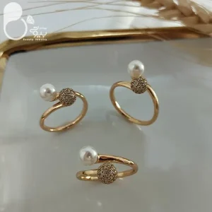 انگشتر ژوپینگ مرواریدی و گوی طلایی 💎 زیورآلات بیوتی