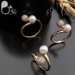 انگشتر ژوپینگ مرواریدی و گوی طلایی 💎 زیورآلات بیوتی