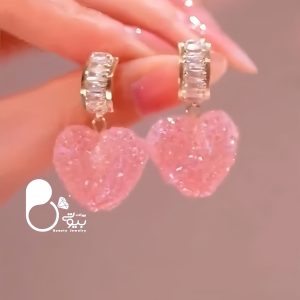 گوشواره قلب پاستیلی زیورآلات بیوتی