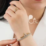 ست دستبند و انگشتر طرح تاج مینا کاری 💎زیورآلات بیوتی