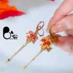 گوشواره برگ پاییزی 💎فروشگاه زیورآلات بیوتی
