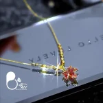 گردنبند برگ مکعبی کپی طلا