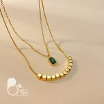 گردنبند زمردی دوبل 💎 زیورآلات بیوتی