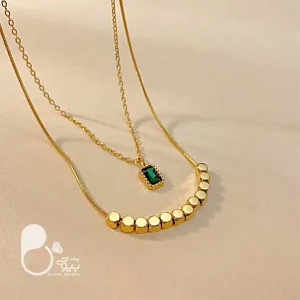 گردنبند زمردی دوبل 💎 زیورآلات بیوتی