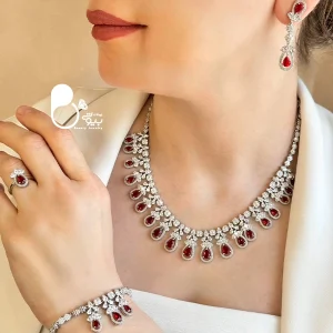 قیمت و خرید سرویس یاقوتی سوپر فول جواهری وارداتی💎فروشگاه زیورآلات بیوتی