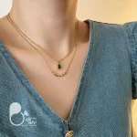 گردنبند زمردی دوبل 💎 زیورآلات بیوتی
