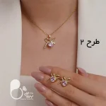 نیم‌ست طرح جواهر صورتی با تخفیف💎زیورآلات بیوتی