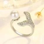 انگشتر مردارید دنباله ماهی 💎فروشگاه زیورآلات بیوتی