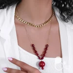 گردنبند دولاین اناری 🍉شب یلدا🍂 با تخفیف💎بیوتی