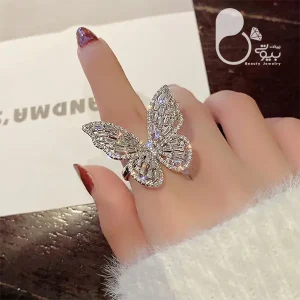 انگشتر پروانه نگین باگت 💎فروشگاه زیورآلات بیوتی