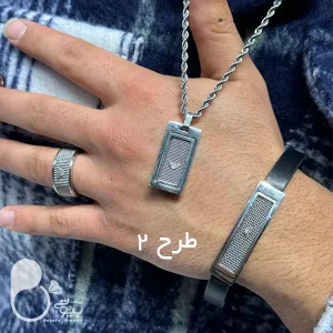 ست انگشتر و گردنبند و دستبند مردانه با تخفیف💎فروشگاه زیورآلات بیوتی