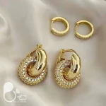 گوشواره دوبل نگین میکرو ژوپینگ💎فروشگاه زیورآلات بیوتی