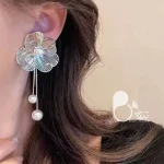گوشواره فلاور آویز مروارید 💎زیورآلات بیوتی