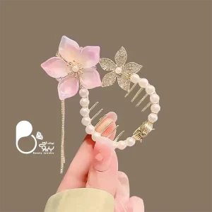 کلیپس گوجه ای طرح نیلوفر ترک 💎فروشگاه زیورآلات بیوتی