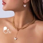 ست پروانه صدفی با قفل تی با تخفیف💎زیورآلات بیوتی