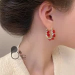 گوشواره رز قرمز 💎فروشگاه زیورآلات بیوتی