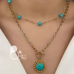 ست دوبل با سنگ فیروزه اتریشی با تخفیف💎زیورآلات بیوتی