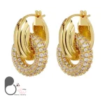 گوشواره دوبل نگین میکرو ژوپینگ💎فروشگاه زیورآلات بیوتی