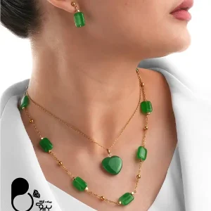 سرویس قلب زمردی (سنگ طبیعی)💎 زیورآلات بیوتی