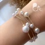 دستبند سه لاین مرواریدی 💎فروشگاه زیورآلات بیوتی