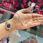 ست ساعت زنانه و نیمست کریستالی رویا با تخفیف💎فروشگاه زیورآلات بیوتی