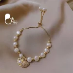 دستبند صدف و مروارید طبیعی💎زیورآلات بیوتی