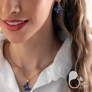 نیم ست پروانه کریستالی با تخفیف 💎زیورآلات بیوتی