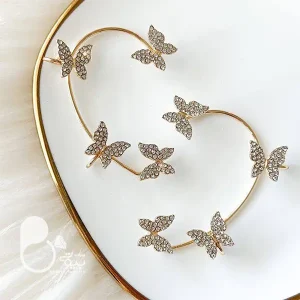 ایرکاف پروانه ۴ تایی فول نگین 💎زیورآلات بیوتی