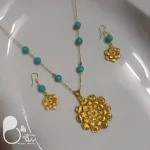 نیمست فیروزه طرح گل با تخفیف💎 زیورآلات بیوتی