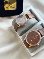 ست ساعت زنانه مردانه movado قهوه ای حراجی - Image 3