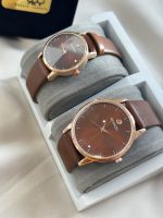 ست ساعت زنانه مردانه movado قهوه ای حراجی - Image 2