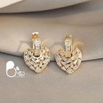 گوشواره قلب نگینی زیورآلات بیوتی