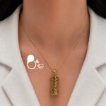 نیم‌ست زنانه طرح آویز طلایی مشکی مدل کندویی - Image 3