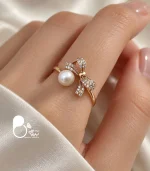 انگشتر زنانه ژوپینگ مدل پاپیون مرواریدی