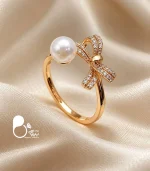 انگشتر زنانه ژوپینگ مدل پاپیون مرواریدی