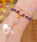 دستبند زنانه برگ نگینی آماتیست طبیعی