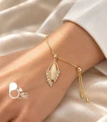 دستبند زنانه خوشه گندم صدفی روکش طلا