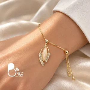 دستبند زنانه خوشه گندم صدفی روکش طلا
