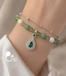 دستبند زنانه سوفیا زمردی سنگی