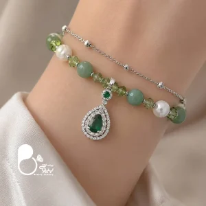 دستبند زنانه سوفیا زمردی سنگی