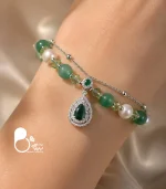 دستبند زنانه سوفیا زمردی سنگی