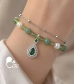 دستبند زنانه سوفیا زمردی سنگی