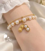 دستبند زنانه پینات مرواریدی دو لاین