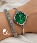 ست ساعت CK گرین و دستبند اسپرت زنانه