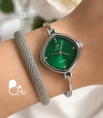 ست ساعت CK گرین و دستبند اسپرت زنانه